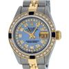 Image 2 : Rolex Ladies Two Tone Blue MOP Diamond & Sapphire Oyster Perpetual Datejust