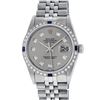 Image 1 : Rolex Mens Stainless Steel Gray Diamond & Sapphire Datejust Wristwatch