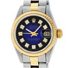 Image 1 : Rolex Ladies Two Tone Blue Vignette Diamond Oyster Perpetual Datejust Watch