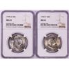 Image 1 : Lot of (2) 1948-D Franklin Half Dollar Coins NGC MS63