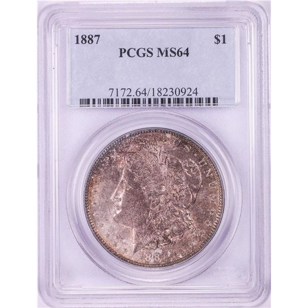 1887 $1 Morgan Silver Dollar Coin PCGS MS64