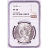 Image 1 : 1925-S $1 Peace Silver Dollar Coin NGC MS62