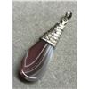 Image 3 : Botswana Agate Coiled Cobra Snake Sterling Pendant