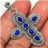 Image 1 : Afghanistan Lapis Lazuli & Sterling Silver Cross Pendant