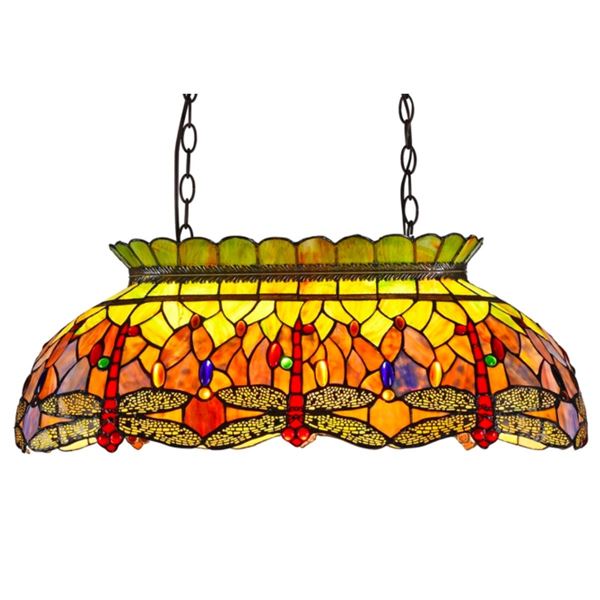 Dragonfly 3-Light Stained Glass Ceiling Pendant
