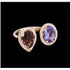 1.67 ctw Pink Tourmaline, Tanzanite and Diamond Ring - 14KT White Gold