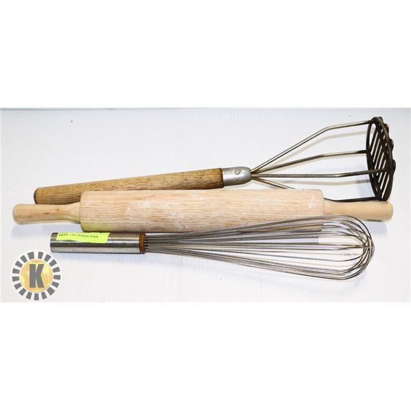 ROLLING PIN, MASHER, WHISK