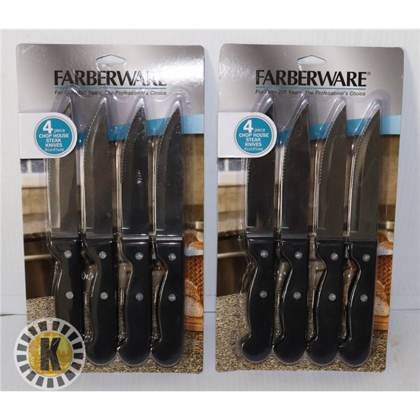 TWO NEW 4 PC FARBERWARE STEAK KNIVES