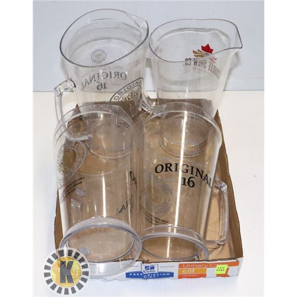 LOT OF FOUR ASSORTED BEER PITCHERS