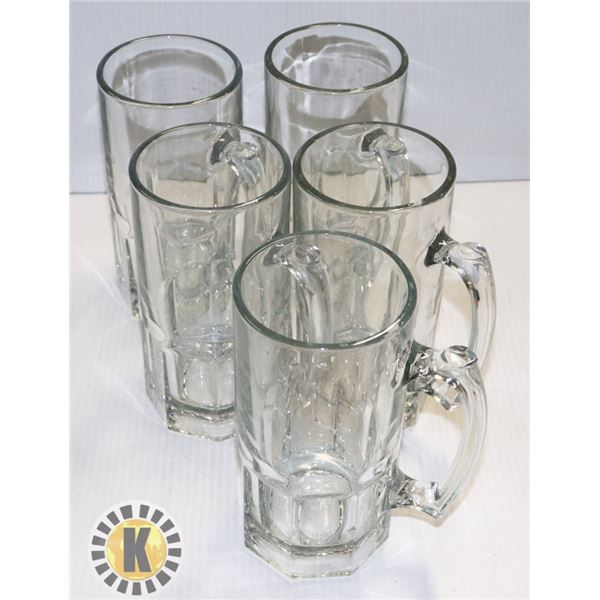 LOT OF 5 X-LARGE BEER MUGS