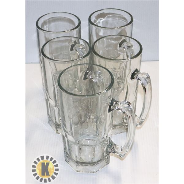 LOT OF 5 X-LARGE BEER MUGS