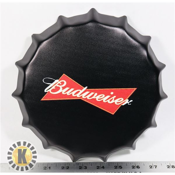 NEW 8  BOTTLE METAL BOTTLE CAP BUDWEISER ART