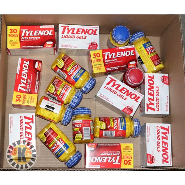 BOX ASSORTED TYLENOL MEDICINES