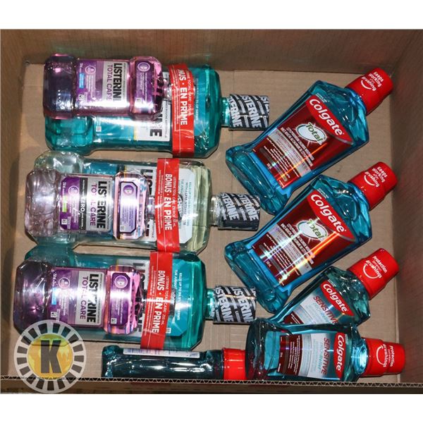 BOX OF COLGATE AND LISTERINE MOUTH WASH