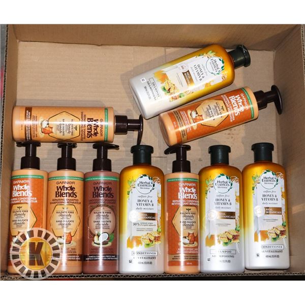 BOX OF ASSORTED GARNIER HAIR PRODUCTS