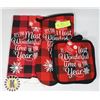 Image 1 : NEW KITCHEN LINENS INCLUDING OVEN MITT, TWO POT