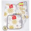 Image 1 : NEW KITCHEN LINENS INCLUDING OVEN MITT, TWO POT