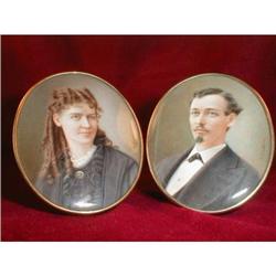 Portrait MINIATURES Prosdocimi COUPLE 1860s #2246681