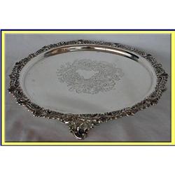 ST SILVER REPOUSSE & ENGRAVED SALVER / TRAY #2247159