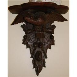 Pair Antique Carved Black Forest Eagle Sconces #2260186