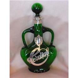 Green Glass Decanter with Sterling Overlay #2260197