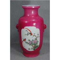 Chinese Rouge Red with Famille Rose Vase   #2260448