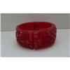 Image 1 : Bakelite Chunky Red Carved Hinged Bangle #2260767