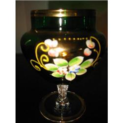 Bohemian Glass Floral Gold plated jar! #2268783