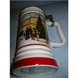 Porcelain Lidded Stein  Coors  Winter Scene! #2268787