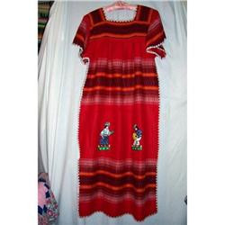 Vintage Red Oaxaca Apliqued Dress #2268930