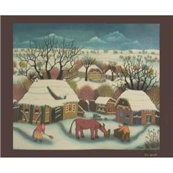 Unknown Winter Scene Offset Lithograph #2269531