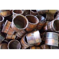 Antique Elmwood Wooden Grain Bucket primitive #2270268