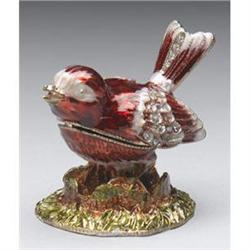 RED ENAMEL BIRD JEWEL BOX / NEW #2270275