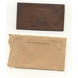 old vintage 1907 Brass Calling Card Engraving #2270357