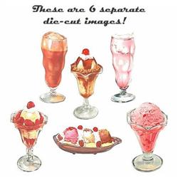 6 vintage Die Cut Ice Cream Image Signs  #2270422
