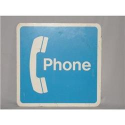 Vintage Aluminum Flange Telephone Sign c1970s #2270456