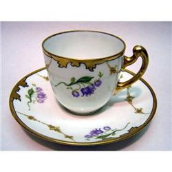 LIMOGES DEMI CUP SAUCER ~  Art Nouveau  #2270458