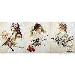 3 old vintage VICTORIAN LITHO prints * special #2270482