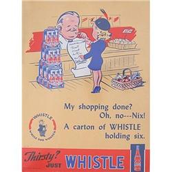 WHISTLE SODA SIGN * OLD VINTAGE 1941 WHISTLE #2270527