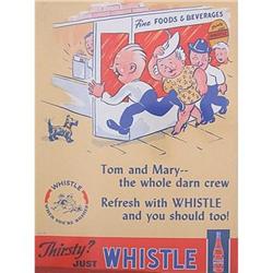 WHISTLE SODA SIGN * OLD VINTAGE 1941 WHISTLE #2270528