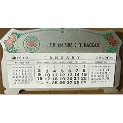 PETERS DIAMOND SHOE CALENDAR * OLD VINTAGE 1949#2270557