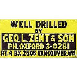 WELL DRILLED SIGN * OLD VINTAGE METAL WELL #2270568