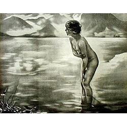 SEPTEMBER MORN PRINT * OLD VINTAGE 1920S BW #2270664