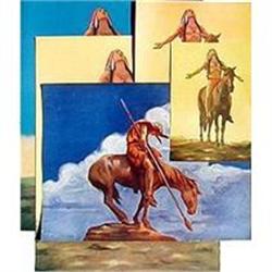 5 OLD VINTAGE APPEAL TO THE GODS INDIAN PRINTS #2270672