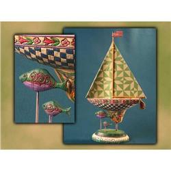 JIM SHORE GREEN SAILBOAT BOAT STATUE * ENESCO #2270716