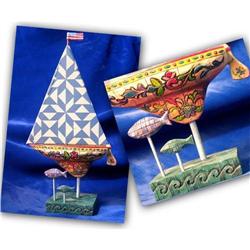 JIM SHORE BLUE SAILBOAT BOAT STATUE * ENESCO #2270717