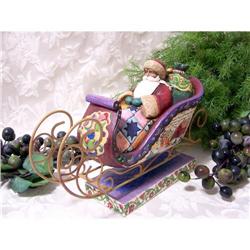 JIM SHORE SANTA CLAUS SLEIGH STATUE  * ENESCO #2270726
