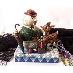 JIM SHORE SAM SNOWMAN AND RUDOLPH STATUE * #2270731