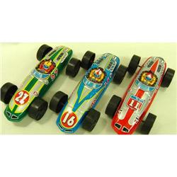 3 VINTAGE TIN LITHO RACE CAR TOYS JAPAN #2270752
