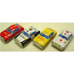4 VINTAGE TIN LITHO EMERGENCY VEHICLE TOY CARS #2270754